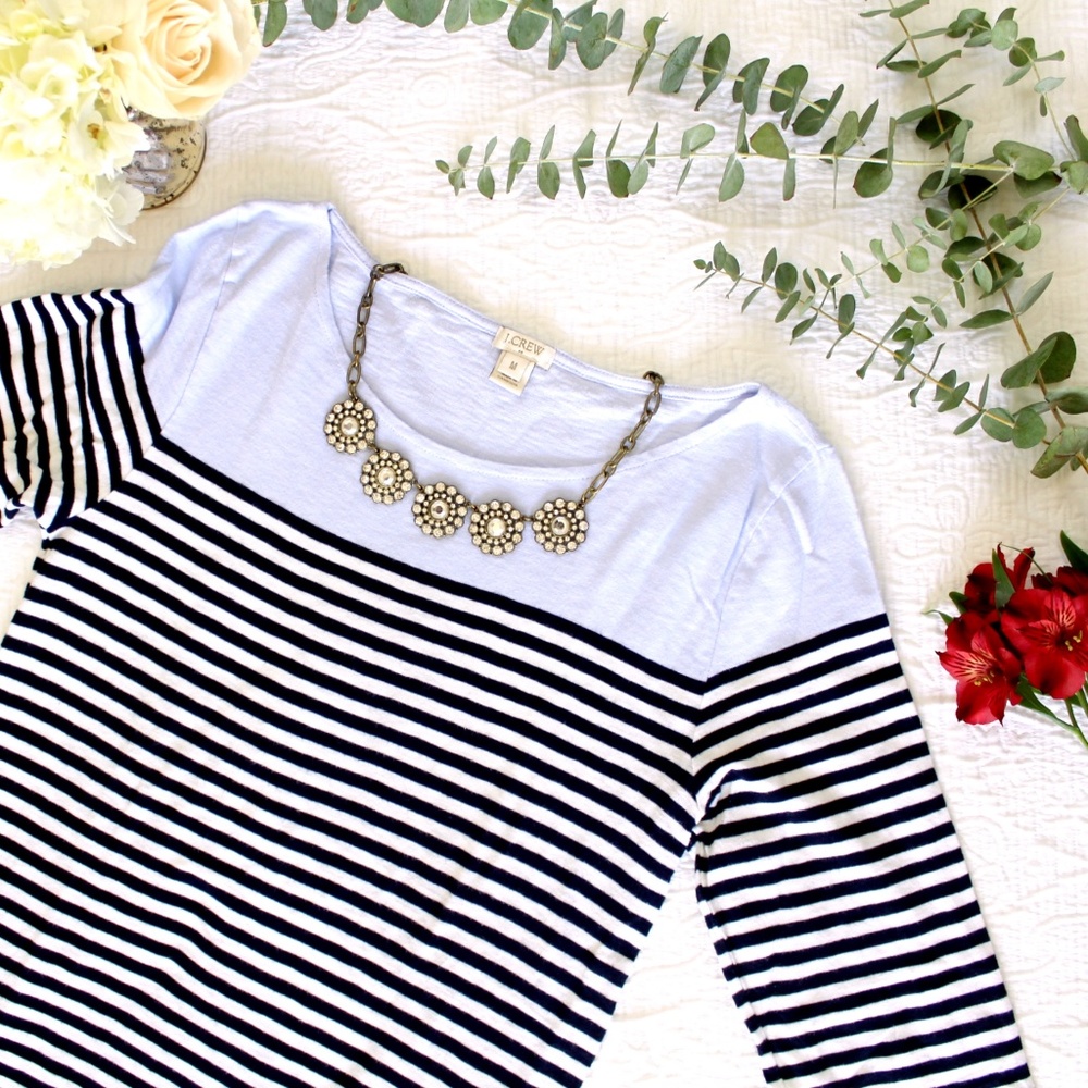 J. Crew Striped Cotton 3/4 Sleeve
